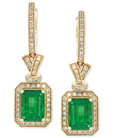 Brasilica by Effy Emerald (2-7/8 ct. t.w.) and Diamond (1/2 ct. t.w.) Earrings in 14k Gold, Created for Macy's