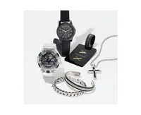 A|X Armani Exchange Men's Chronograph Black Silicone Strap Watch 45mm Gift Set