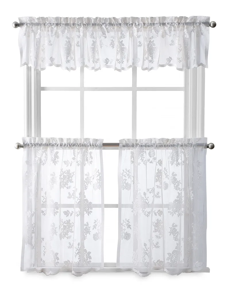 Curtainworks Sibella Lace 36" x 56" Tailored Tier, Set of 2