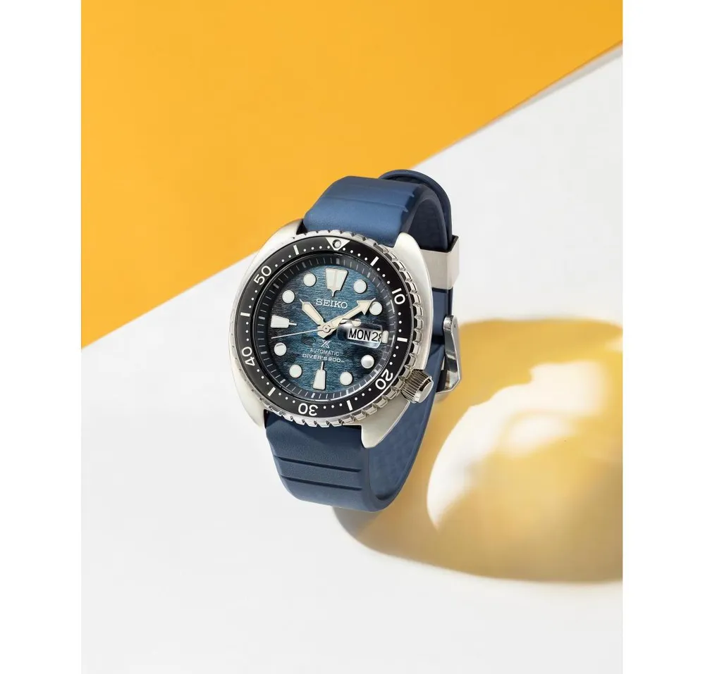Seiko Men's Automatic Prospex Diver Dark Blue Silicone Strap Watch 45mm
