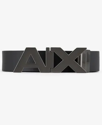 A|X Armani Exchange Men's Satin Metal Logo Reversible Belt