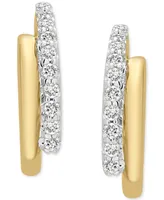 Wrapped Diamond Huggie Hoop Earrings (1/10 ct. t.w.) in 14k Gold, Created for Macy's