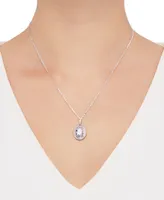 Arabella Cubic Zirconia Double Halo 18" Pendant Necklace in Sterling Silver