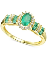 Sapphire (1 ct. t.w.) & Diamond (1/8 Ring (Also Emerald Ruby) 14k Gold