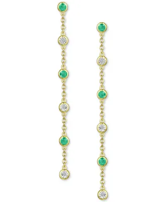 Sapphire (1/2 ct. t.w.) & Diamond Accent Linear Drop Earrings in 14k White Gold (Also in Emerald & Ruby)