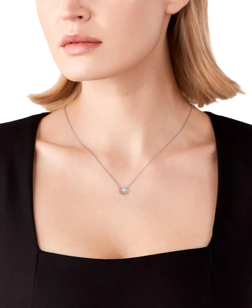 Portfolio by De Beers Forevermark Diamond Halo Pendant Necklace (3/4 ct. t.w.) in 14k White Gold, 16" + 2" extender