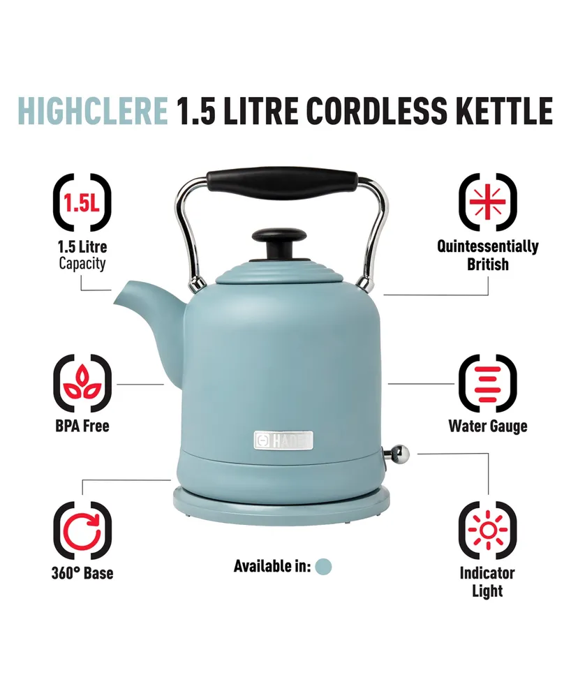 Highclere 1.5 L- 6 Cup Cordless, Electric Kettle Bpa Free with Auto Shut-Off - 75025