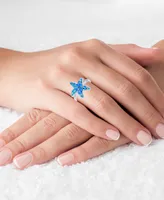 Lab-Grown Blue Opal Starfish Ring Sterling Silver