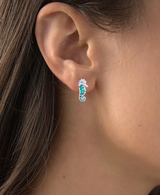 March Sea Aqua Blue Eternity Circle Stud Earrings