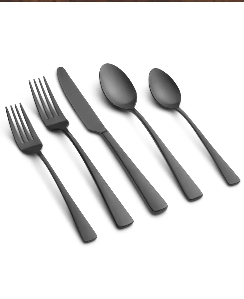 Cambridge Silversmiths Cerys Black Satin 20-Piece Flatware Set, Service for 4