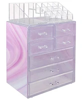 Sorbus Medium Tie-Dye Makeup Organizer Set - (3 Large / 4 Small Drawers/Top Tray)