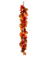 Glitzhome 6' L Fall Lighted Maple Leaves Garland
