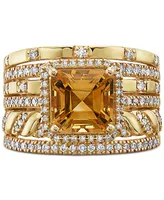 Effy Citrine (2-3/4 ct. t.w.) & Diamond (1/2 ct. t.w.) Multirow Statement Ring in 14k Gold