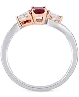 Ruby (7/8 ct. t.w.), White Sapphire (1/3 t.w.) & Diamond (1/20 Ring 14k Rose Gold