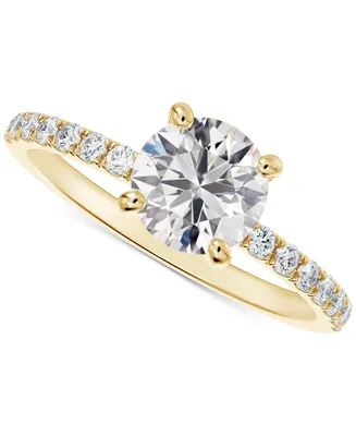 Portfolio by De Beers Forevermark Diamond Solitaire Round-Cut Pave Engagement Ring (7/8 ct. t.w.) in 14k Gold