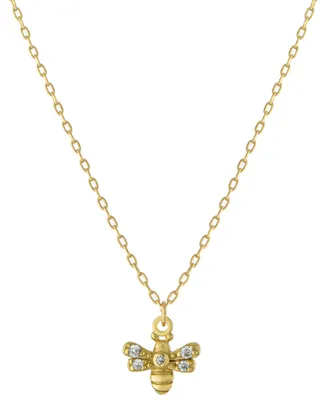 Giani Bernini Cubic Zirconia Bee Pendant Necklace in Gold-Plated Sterling Silver, 16" + 2" extender, Created for Macy's