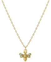 Giani Bernini Cubic Zirconia Bee Pendant Necklace in Gold-Plated Sterling Silver, 16" + 2" extender, Created for Macy's