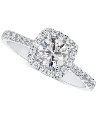Portfolio by De Beers Forevermark Diamond Halo Diamond Engagement Ring with Pave Band (1-1/20 ct. t.w.) in 14k White Gold