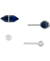 Giani Bernini 2-Pc. Set Lapis Stone & Polished Ball Stud Earrings in Sterling Silver, Created for Macy's