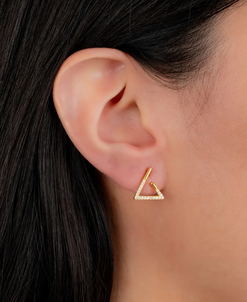 Giani Bernini Cubic Zirconia Open Triangle Stud Earrings in 18k Gold-Plated Sterling Silver, Created for Macy's