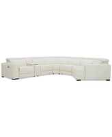 Closeout! Jenneth 6-Pc. Leather Sofa with 1 Power Motion Recliner and Cuddler, Created for Macy's