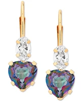 Mystic Topaz (2 ct. t.w.) & Cubic Zirconia Leverback Drop Earrings in 14k Gold