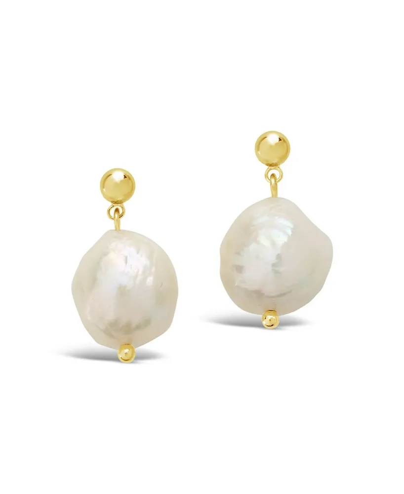 Women's Large Baroque Pearl Drop Stud Earrings