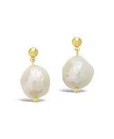 Women's Large Baroque Pearl Drop Stud Earrings