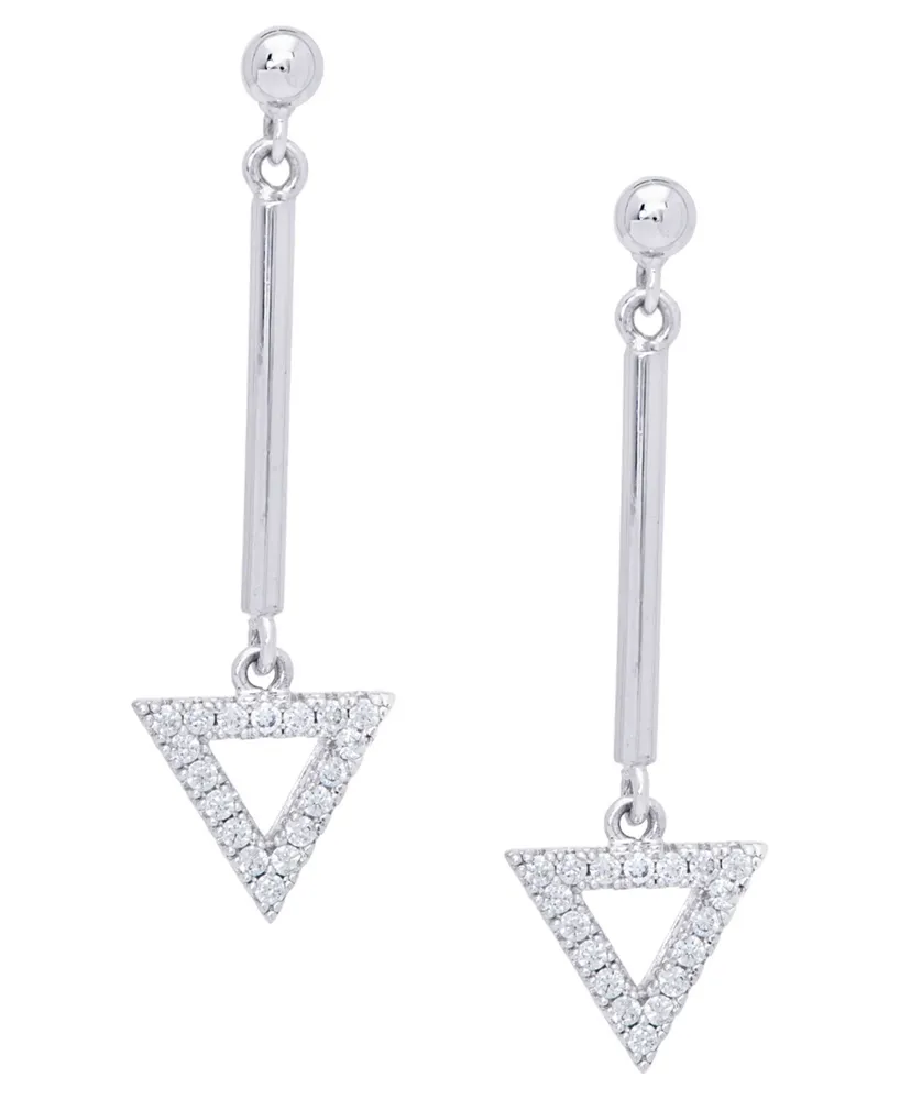 Cubic Zirconia Triangles Drop Silver Plate Earrings