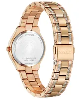 Citizen Eco-Drive Women's Silhouette Crystal Rose Gold-Tone Stainless Steel Bracelet Watch 30mm - Pink Gold