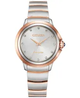 Citizen Eco-Drive Women's Ceci Diamond Accent Two-Tone Stainless Steel Bracelet Watch 32mm