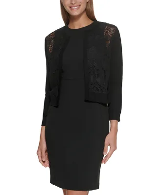 Dkny Lace-Front Open-Front Cardigan