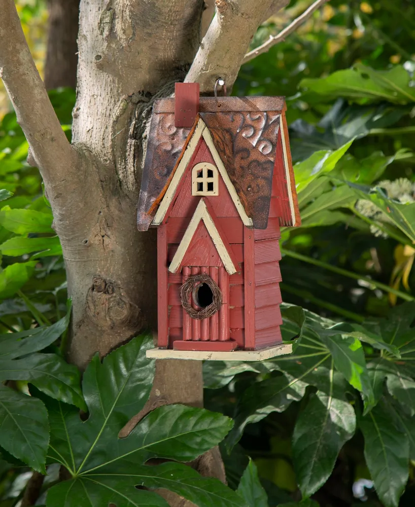 Glitzhome Distressed Cottage Birdhouse, 12"