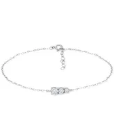 Giani Bernini Cubic Zirconia Graduated Three Stone Chain Link Ankle Bracelet in Sterling Silver, Created for Macy's