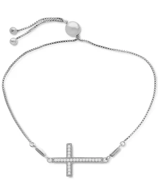 Diamond Cross Bolo Bracelet (1/6 ct. t.w.) in Sterling Silver
