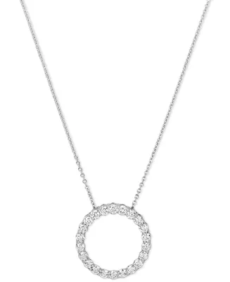 Diamond Circle Pendant Necklace (1 ct. t.w.) 14k White or Yellow Gold, 16" + 2" extender