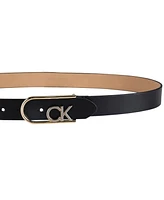 Calvin Klein Two-Tone Monogram Buckle Leather Belt