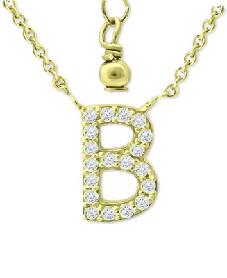 Giani Bernini Cubic Zirconia Initial Pendant Necklace, 16" + 2" extender, Created for Macy's