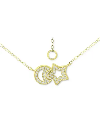 Giani Bernini Cubic Zirconia Moon & Star Pendant Necklace, 16" + 2" extender, Created for Macy's