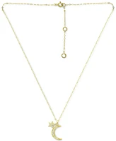 Giani Bernini Cubic Zirconia Moon & Star Pendant Necklace, 16" + 2" extender, Created for Macy's