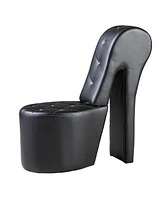 Jenna High Heel Faux Leather Crystal Studs Shoe Chair