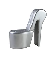 Jenna High Heel Faux Leather Crystal Studs Shoe Chair