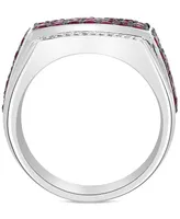 Effy Men's Ruby (2-1/2 ct. t.w.) & Diamond (1/10 ct. t.w.) Ring in Sterling Silver