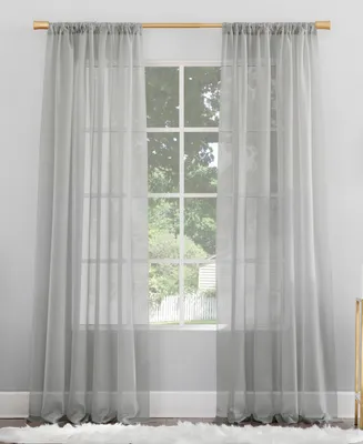 No. 918 Mallory Voile Sheer Rod Pocket Curtain Panel, 84" x 59" - Silver