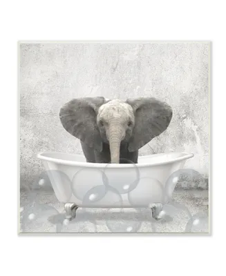 Stupell Industries Baby Elephant Bath Time Cute Animal Design Wall Plaque Art, 12" x 12" - Multi