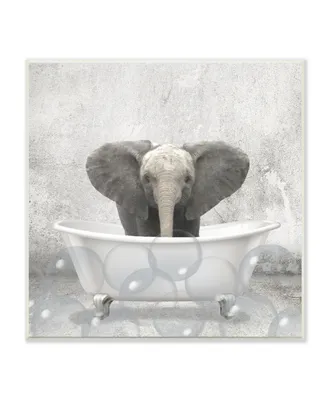 Stupell Industries Baby Elephant Bath Time Cute Animal Design Wall Plaque Art, 12" x 12"