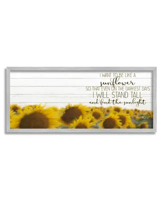 Stupell Industries Be Like a Sunflower Wood Texture Inspiring Word Design Framed Giclee Texturized Art, 13" x 30" - Multi