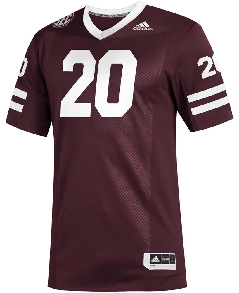 Men's #20 Maroon Mississippi State Bulldogs Premier Strategy Football Jersey