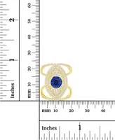 Cubic Zirconia Lab-Grown Blue Spinel (1/3 ct. t.w.) Evil Eye Ring 14k Gold-Plated Sterling Silver