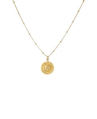 Sun Medallion with Segment 14K Yellow Gold Chain Necklace